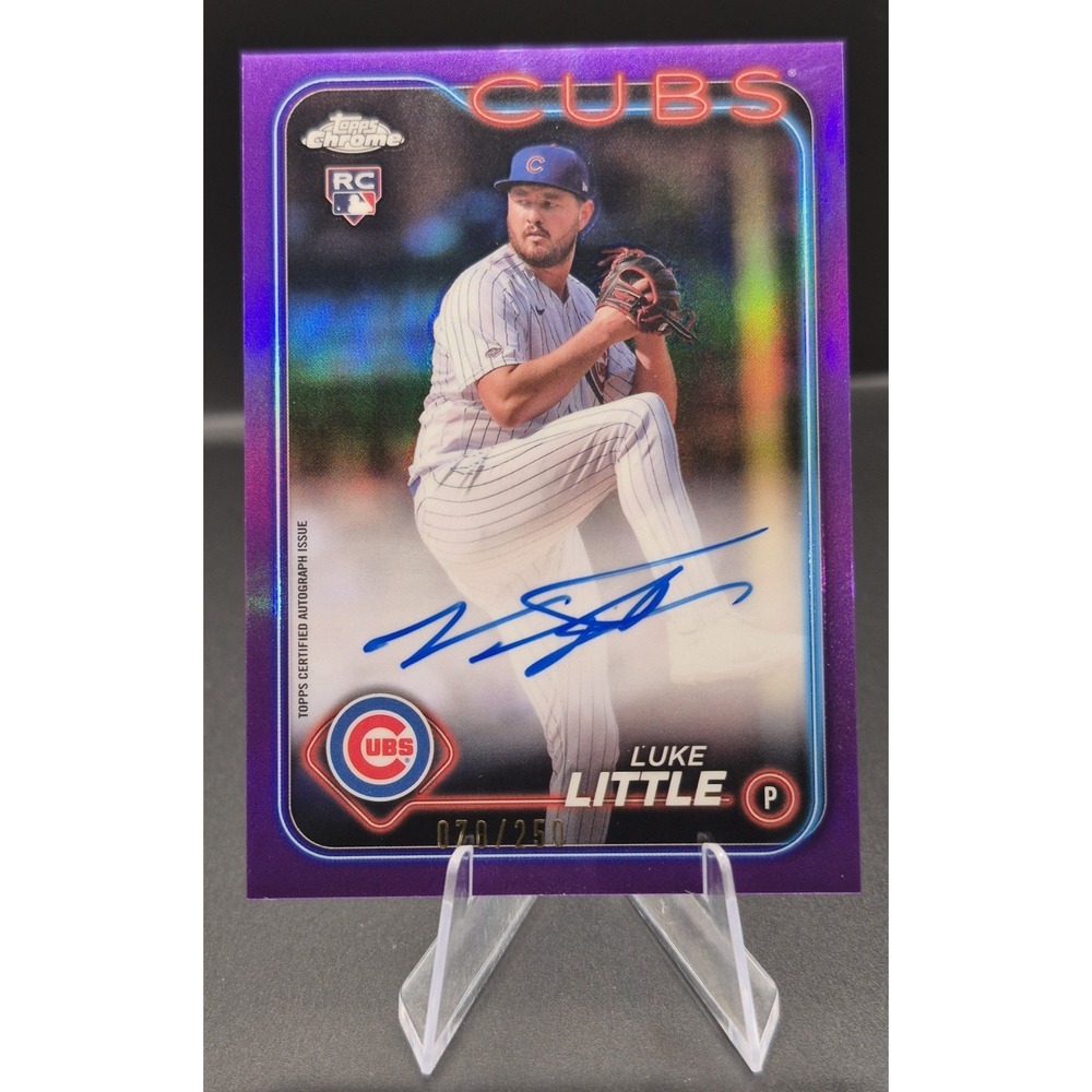 2024 Topps Chrome Luke Little #RA-LL Rookie Autograph Purple Refractor /250 Cubs